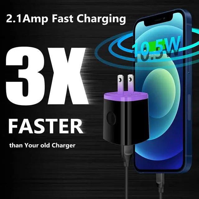 Alt view image 2 of 7 - iPhone USB Wall Charger Adapter, Charger Brick, AndHot 5Pack 2.1A Dual Port Fast Charging Block Box Base Wall Charger Plug for iPhone 15 14 13 12 11 Pro Max SE XR XS X 8 7,iPad,Samsung,Android,Kindle
