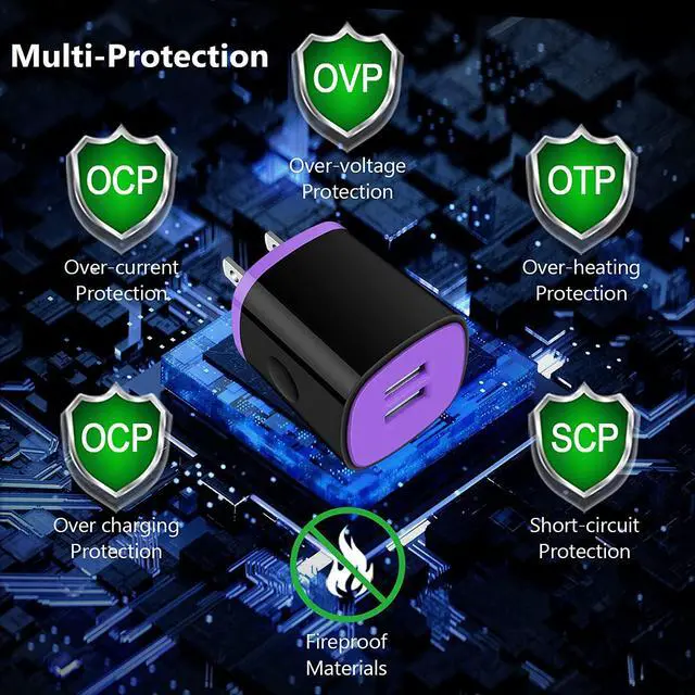 Alt view image 4 of 7 - iPhone USB Wall Charger Adapter, Charger Brick, AndHot 5Pack 2.1A Dual Port Fast Charging Block Box Base Wall Charger Plug for iPhone 15 14 13 12 11 Pro Max SE XR XS X 8 7,iPad,Samsung,Android,Kindle
