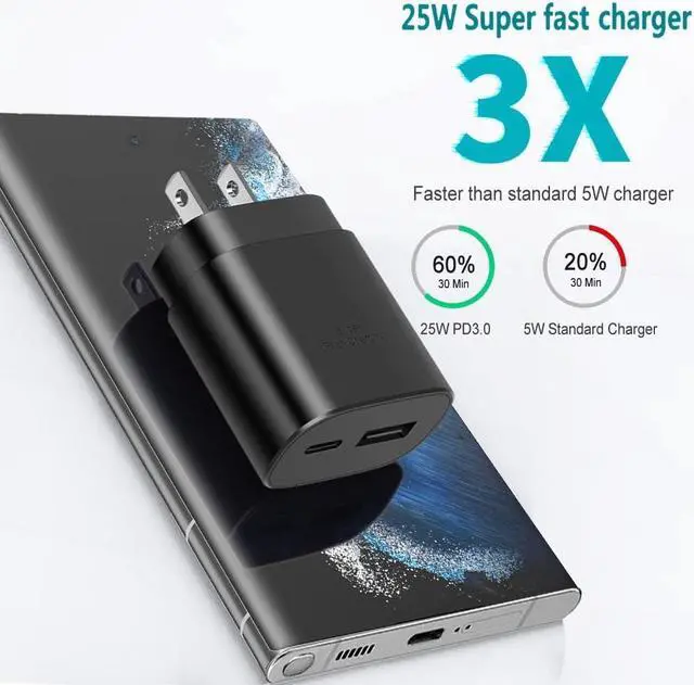Alt view image 2 of 7 - USB C Fast Charger, 25W Samsung Charger Fast Charging, Dual Port C Charger with 6FT Cable for Samsung Galaxy S23,S22, S22 Plus, S20/S21 Ultra Plus, Note 20/ Note 10 Plus,PPS Charger and Charger Cord
