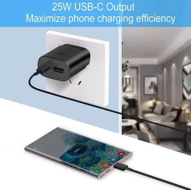 Alt view image 7 of 7 - USB C Fast Charger, 25W Samsung Charger Fast Charging, Dual Port C Charger with 6FT Cable for Samsung Galaxy S23,S22, S22 Plus, S20/S21 Ultra Plus, Note 20/ Note 10 Plus,PPS Charger and Charger Cord