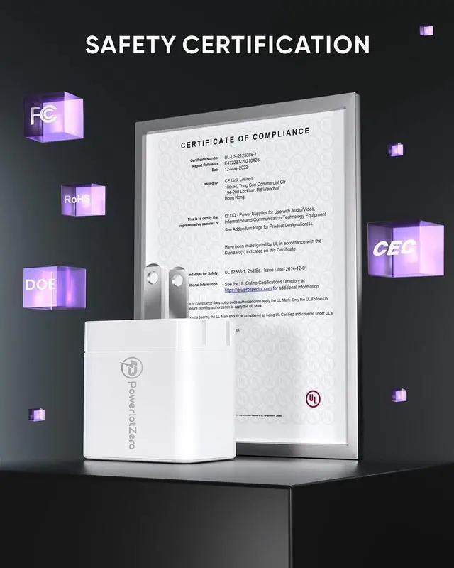 Alt view image 6 of 7 - Mini 35W Dual USB C Wall Charger - PowerlotZero 2 USBC Port Power Adapter PPS PD 3.0 GaN Fast Charger Block Foldable USB Type C Plug for iPhone 13 12 14 Pro Max Plus Galaxy iPad AirPods MacBook Air