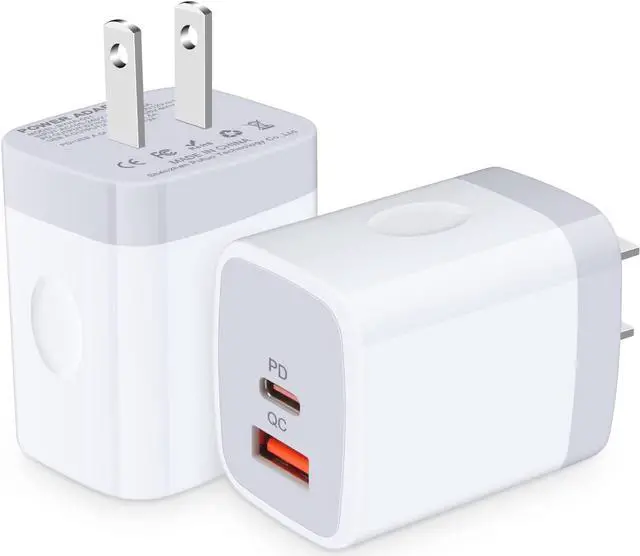 Main image of 20W Dual Port USB C Fast Wall Charger Power Adapter for Samsung Galaxy S24 A15 A54 S23 S22 S21 S10 Plus Ultra, iPhone 15 14 13 12 11 Mini Pro Max, 2PC PD Type C Block Plug Box Charging Cube Base Brick
