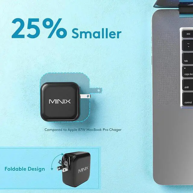 Alt view image 7 of 7 - MINIX NEO P3 100W Turbo 4-Ports GaN Wall Charger, 3 x USB-C Port Fast Charging Adapter(Max 100W/20W), 1 USB-A (Max 18W). Compatible with MacBook Pro Air, iPad Pro, iPhone 14,Galaxy S9 and More.