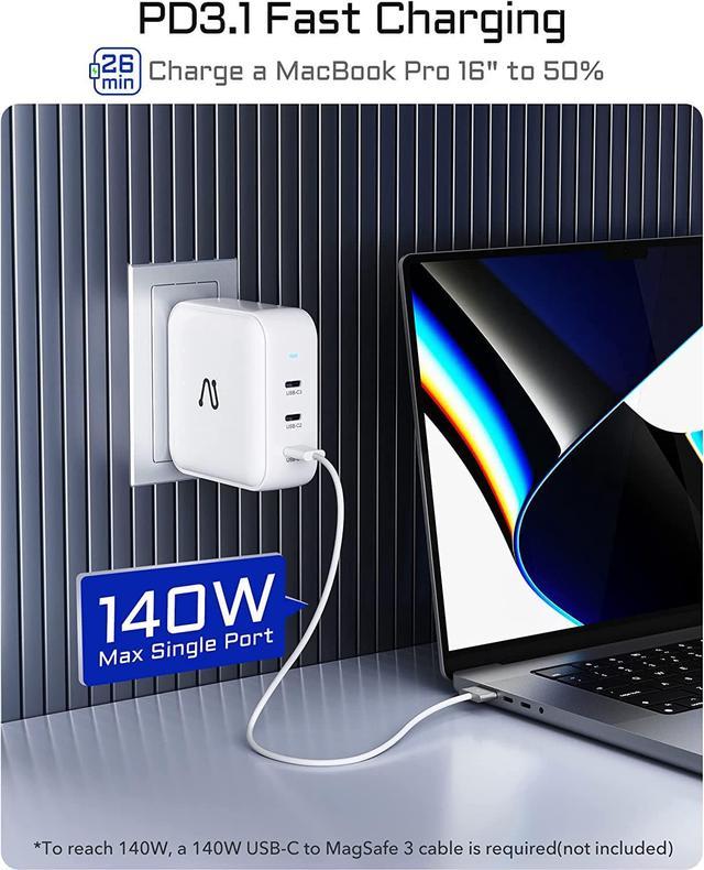 140W USB C Charger, PD3.1 GaN 3Port Type C Wall Charger Fast 