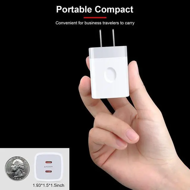 Alt view image 6 of 6 - USB C Block,Sicodo 40W Dual USB C Wall Charger,2-Port PD 3.0 20W USB C Cube Power Adapter for iPhone 16/16 Pro/16 Pro Max/15/14/13/12/X Plus,Samsung Galaxy S24 Ultra,S23,Pixel 9Pro,USB C Wall Plug
