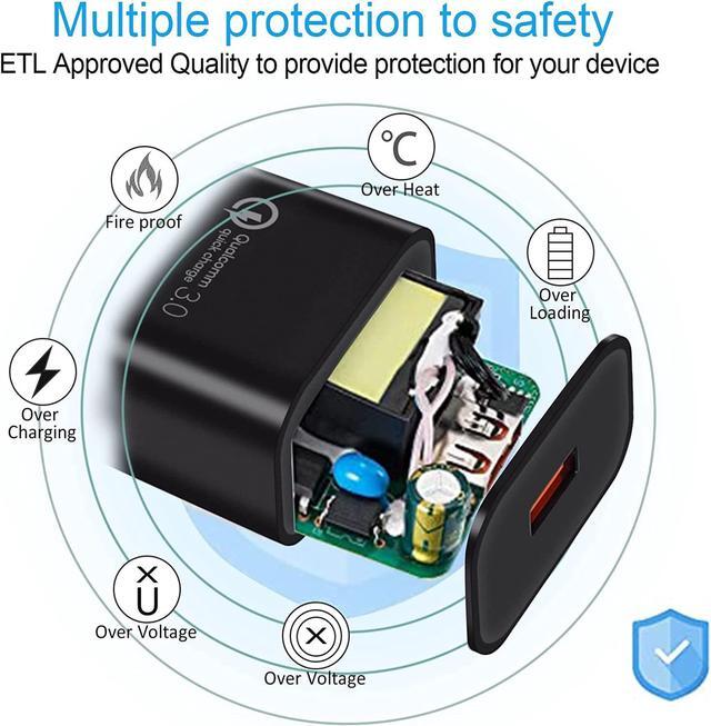 Alt view image 4 of 5 - Quick Charge 3.0 Fast Charger for LG Stylo 4 5 6, ThinQ G5 G6 G7 G8 G8X K51, V20 V30 V30S V35 V40 V50 V60 ThinQ, Velvet, 18W Travel Rapid Adapter with 5Ft USB Type C Charging Cable