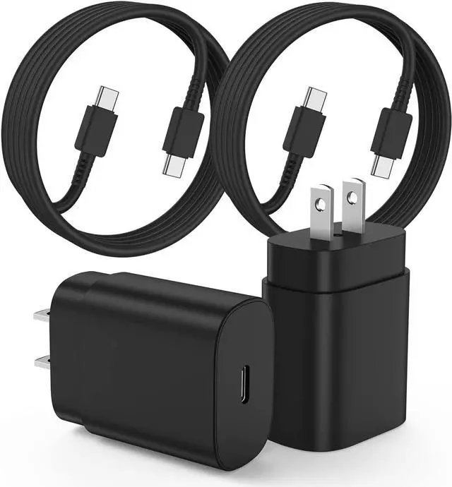 Main image of 2Pack 25W USB C Charger for Samsung Galaxy S24 Ultra, Super Quite Fast Charging Type C Block with 10FT C to C Cord for Samsung Galaxy Tab S9 S8 S23 Ultra S22 Ultra S23 S22+ S22 S21 Note 10 Plus 20