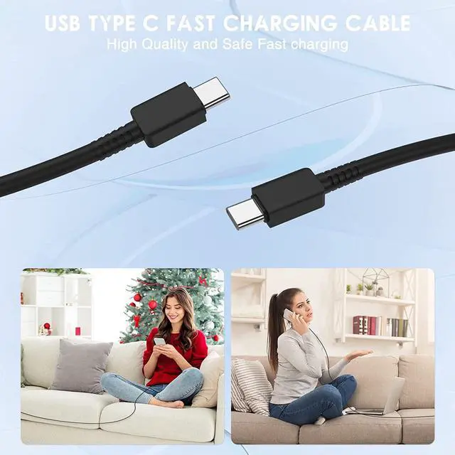 Alt view image 4 of 7 - (2Pack) 10Ft USB C Fast Charger, 25W Type C Wall Charger Block with USB C to USB C Cable Android Charger Adapter for Samsung Galaxy S23 Ultra/S23+/S22+/S10+/S9/S8/Note 10 Plus/Note 20