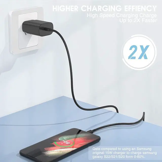 Alt view image 3 of 4 - 2Pack 25W USB C Charger for Samsung Galaxy S24 Ultra, Super Quite Fast Charging Type C Block with 10FT C to C Cord for Samsung Galaxy Tab S9 S8 S23 Ultra S22 Ultra S23 S22+ S22 S21 Note 10 Plus 20
