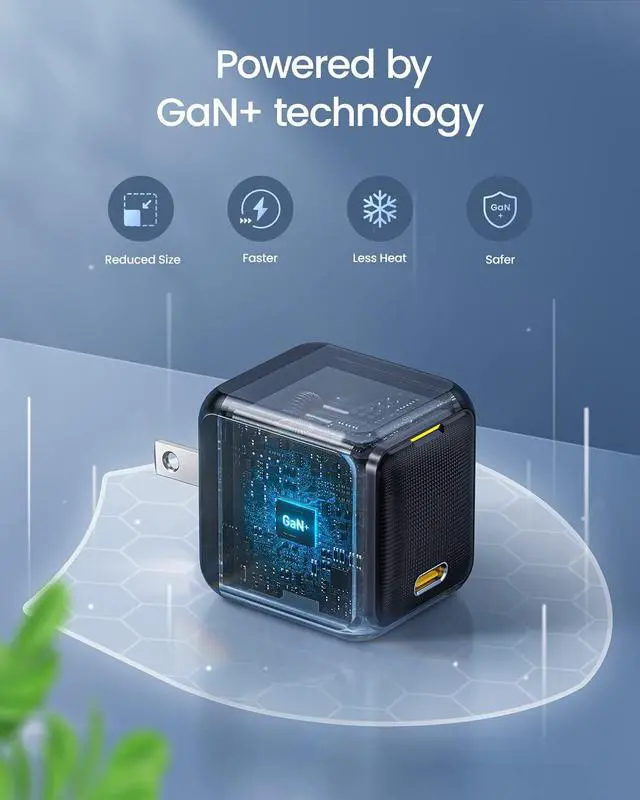 Alt view image 5 of 7 - AOHI 65W PD USB C Charger, GaN+ Magcube Fast Wall Charger Power Adapter with 4ft USB C to USB C LED Display Cable for Notebook MacBook Pro/Air, Galaxy, for iPhone 15/14/Plus/Pro Max/13/12, Black