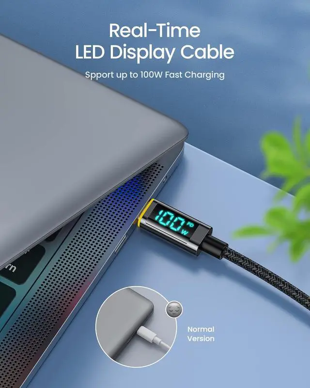 Alt view image 7 of 7 - AOHI 65W PD USB C Charger, GaN+ Magcube Fast Wall Charger Power Adapter with 4ft USB C to USB C LED Display Cable for Notebook MacBook Pro/Air, Galaxy, for iPhone 15/14/Plus/Pro Max/13/12, Black