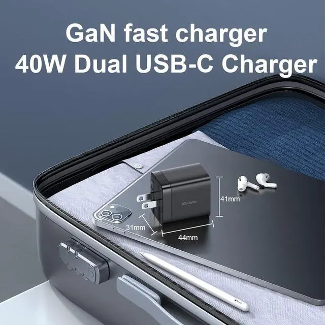 Alt view image 7 of 7 - mcdodo 40W Dual USB C Charger Block Foldable USB-C Fast Charging Wall Charger Power Adapter for iPhone 16 15 Pro ProMax Plus,Galaxy,MacBook,iPad and More