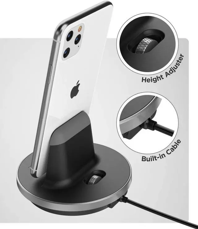 Alt view image 7 of 7 - Fast Charging Power Stand for iPhone and iPad Models - MFi Certified Lightning Dock with USB-C Wall Adapter (for All iPhone 12/13 /14 Models)