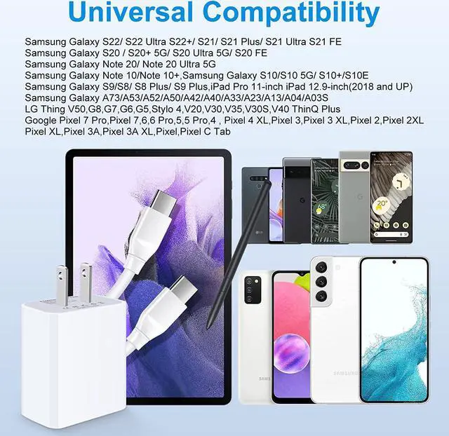 Alt view image 6 of 7 - Samsung Charger Fast Charging for Samsung Galaxy S24 S23 S22 Ultra S21 S20 FE 5G A73 A53 A14 A52 A42 A32 A23 A13 A12 A04 A03S,20W PD Charger Block & 9ft C Cable Charger for Pixel 8 7Pro 7 6a 6 Pro 5a