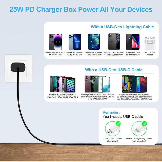 Alt view image 4 of 7 - 25W Samsung Super Fast Type C Charger Block for Samsung Galaxy A15/A14 5G/A54/S24 Ultra/S23FE/A23/A55/A13/Z Fold 5/A53/A03S/A24/S22 Plus/A25/S21,Pixel 8 Pro 7a 6,10FT Android Phone Fast Charging Cable