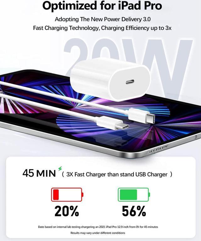 IPad Pro Charger Cable 20W Android Charger Type C Fast Charging Charger for iPad  Pro 12.9 5/4/3(2021/2020/2018) iPad Pro 11 iPad Air 5/4 iPad Mini 6 Pixels  Samsung LG 