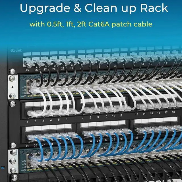 Alt view image 7 of 7 - Patch Cables Cat6/ Cat6a 1ft (24 Pack) Slim, Cat6a Ethernet Patch Cable 10G Support, Snagless Cat 6 Patch Cable for Patch Panel to Switch, Flexiable Cat6 Ethernet Cable Black