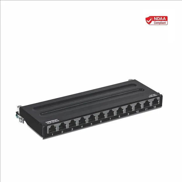 Alt view image 3 of 7 - TRENDnet 12-Port Cat6A Shielded Patch Panel, 10G Ready, Cat5e,Cat6,Cat6A Compatible, Metal Housing, Color-Coded Labeling for T568A and T568B Wiring,Cable Management,Wall Mountable, Black,TC-P12C6AS