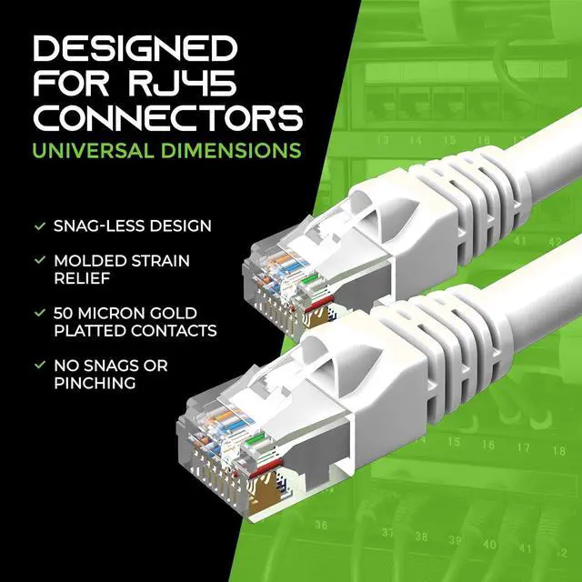 Alt view image 7 of 7 - GearIT 10 Pack, Cat 6 Ethernet Cable Cat6 Snagless Patch 25 Feet - Computer LAN Network Cord, White - Compatible with 10 Port Switch POE 10port Gigabit