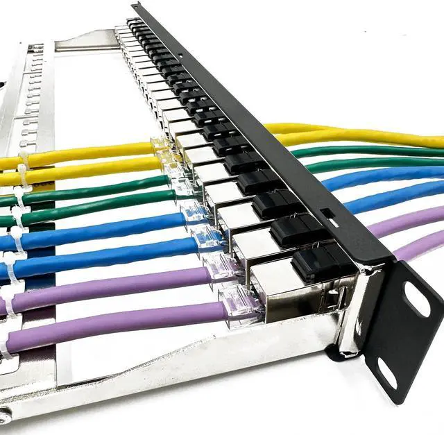 Alt view image 4 of 7 - ETS 24-Port CAT6A FTP Shielded 1U Patch Panel 19-Inch Loaded w/Tool-Less Keystone Jacks Rackmount or Wallmount