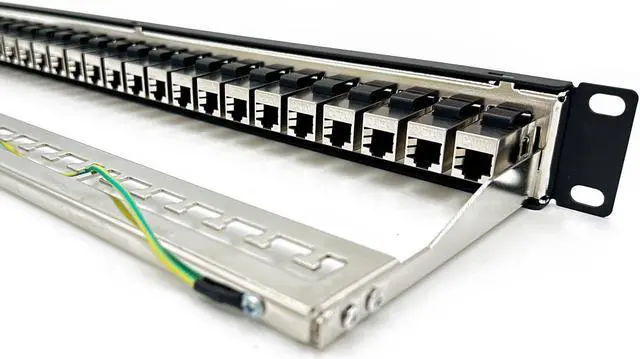 Alt view image 6 of 7 - ETS 24-Port CAT6A FTP Shielded 1U Patch Panel 19-Inch Loaded w/Tool-Less Keystone Jacks Rackmount or Wallmount
