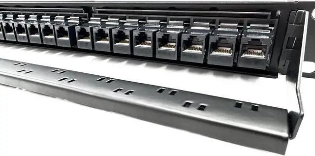 Alt view image 5 of 6 - ETS 24 Port CAT6 Pass Through Coupler Patch Panel with Back Bar, Compatible with Cat5, Cat5e, Cat6, Cat6A, Loaded with Unshielded keystones, Welcome to consult