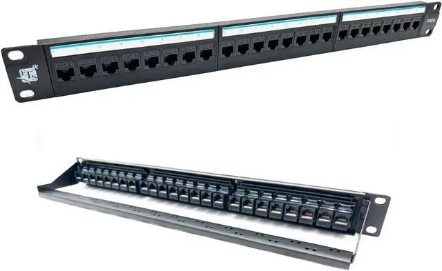 Alt view image 6 of 6 - ETS 24 Port CAT6 Pass Through Coupler Patch Panel with Back Bar, Compatible with Cat5, Cat5e, Cat6, Cat6A, Loaded with Unshielded keystones, Welcome to consult