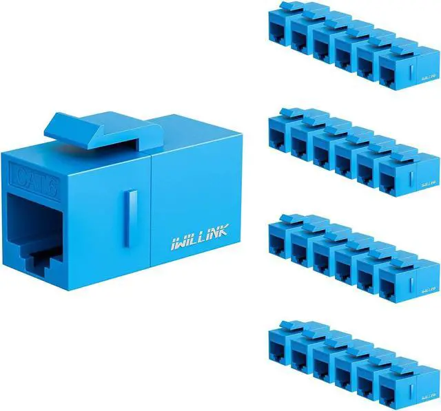 Main image of iwillink RJ45 Cat6 Keystone Coupler 25-Pack, Female to Female Cat6 Keystone Jack, UTP Keystone Coupler Insert, Ethernet Coupler, Keystone Jack, Blue