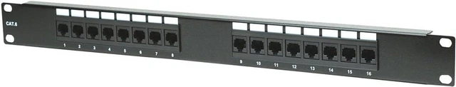 Main image of Intellinet Cat6 16-Port Patch Panel, 1U 19-Inch Rackmount, Black