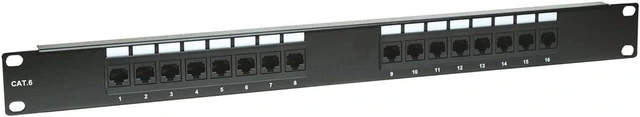 Alt view image 3 of 4 - Intellinet Cat6 16-Port Patch Panel, 1U 19-Inch Rackmount, Black