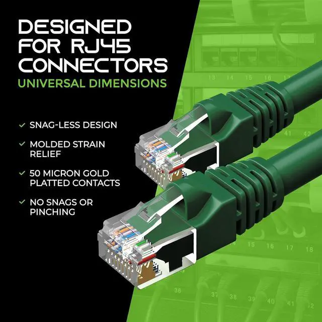 Alt view image 7 of 7 - GearIT Cat 6 Ethernet Cable 15 ft (10-Pack) - Cat6 Patch Cable, Cat 6 Patch Cable, Cat6 Cable, Cat 6 Cable, Cat6 Ethernet Cable, Network Cable, Internet Cable - Green 15 Feet