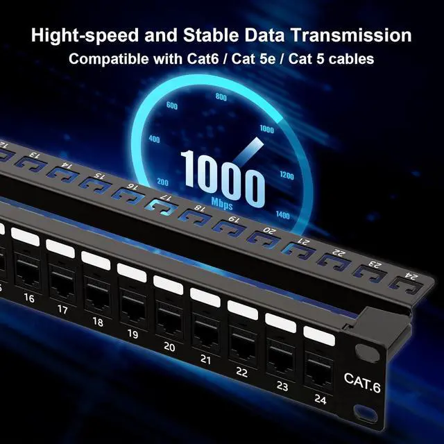 Alt view image 4 of 6 - iwillink 24 Port Patch Panel, RJ45 Through Coupler 1U Cat6 Patch Panel UTP 19-Inch with Back Bar, Wallmount or Rackmount, Compatible with Cat5, Cat5e, Cat6 Cabling