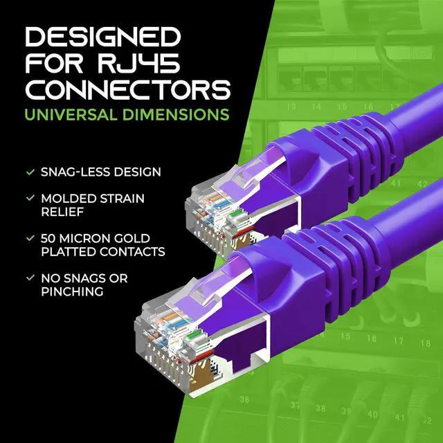 Alt view image 7 of 7 - GearIT Cat 6 Ethernet Cable 5 ft (10-Pack) - Cat6 Patch Cable, Cat 6 Patch Cable, Cat6 Cable, Cat 6 Cable, Cat6 Ethernet Cable, Network Cable, Internet Cable - Purple 5 Feet