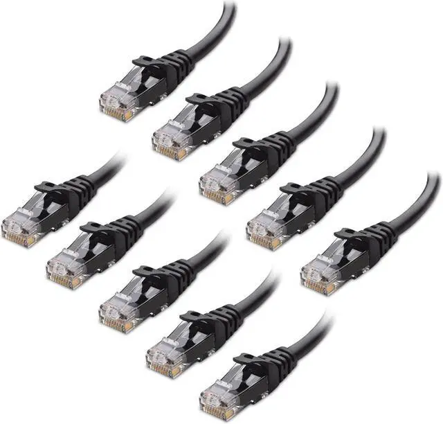 Main image of Cable Matters 10Gbps 10-Pack Snagless Short Cat 6 Ethernet Cable 1 ft (Cat 6 Cable, Cat6 Cable, Internet Cable, Network Cable) in Black