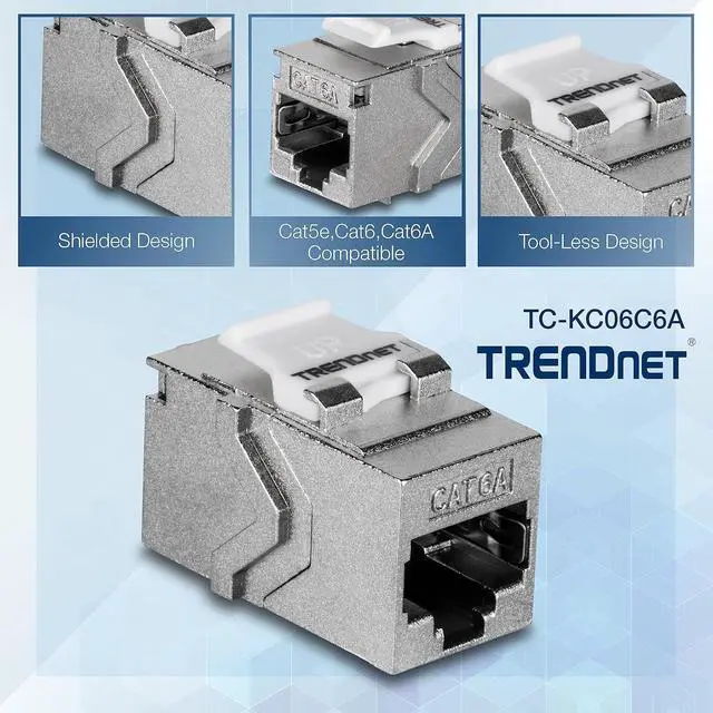 Alt view image 4 of 7 - TRENDnet Cat6A RJ45 Keystone Inline Coupler Keystone Jack, 6-Pack, TC-KC06C6A, Keystone Jack Female to Female for Wall Plates & Blank Shielded Keystone Patch Panels, Ethernet Extender Adapter, Silver