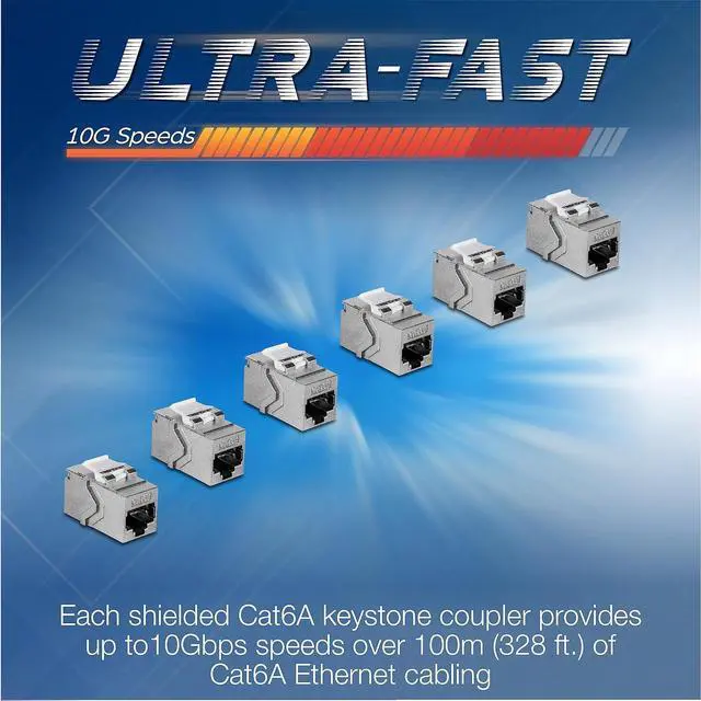 Alt view image 5 of 7 - TRENDnet Cat6A RJ45 Keystone Inline Coupler Keystone Jack, 6-Pack, TC-KC06C6A, Keystone Jack Female to Female for Wall Plates & Blank Shielded Keystone Patch Panels, Ethernet Extender Adapter, Silver