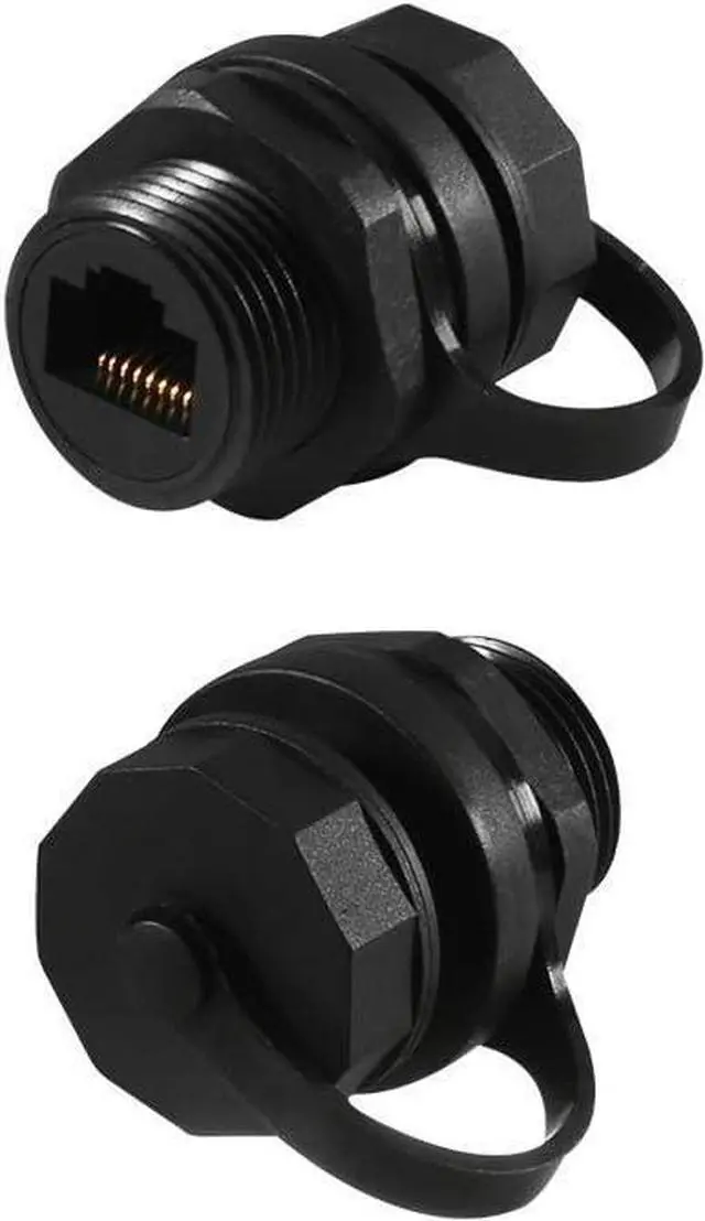 Alt view image 2 of 7 - 2PCS RJ45 Ethernet LAN Cable Connector CAT6 Shielded Industrial Panel Mount Bulkhead Feed Thru Coupler with Waterproof IP67 Dustproof Cap Outdoor Industrial Standard