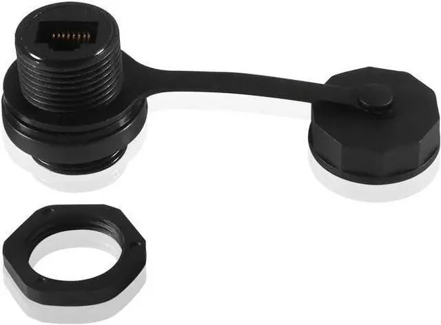 Alt view image 6 of 7 - 2PCS RJ45 Ethernet LAN Cable Connector CAT6 Shielded Industrial Panel Mount Bulkhead Feed Thru Coupler with Waterproof IP67 Dustproof Cap Outdoor Industrial Standard