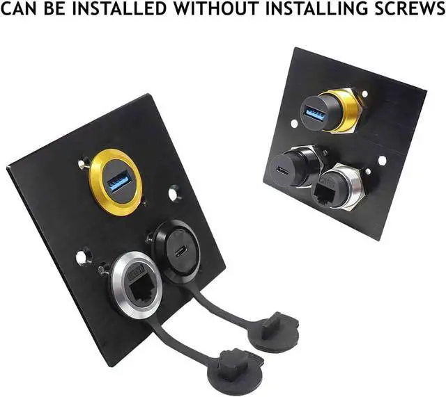 Alt view image 6 of 6 - PENGLIN 2PCS RJ45 Panel Mount Connector, CAT6 Ethernet LAN Pass Through Coupler, Female to Female Bulkhead Adapter(Gold)