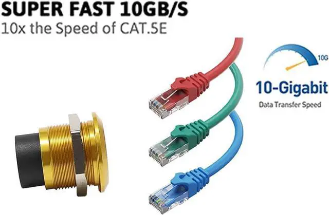 Alt view image 3 of 6 - PENGLIN 2PCS RJ45 Panel Mount Connector, CAT6 Ethernet LAN Pass Through Coupler, Female to Female Bulkhead Adapter(Gold)