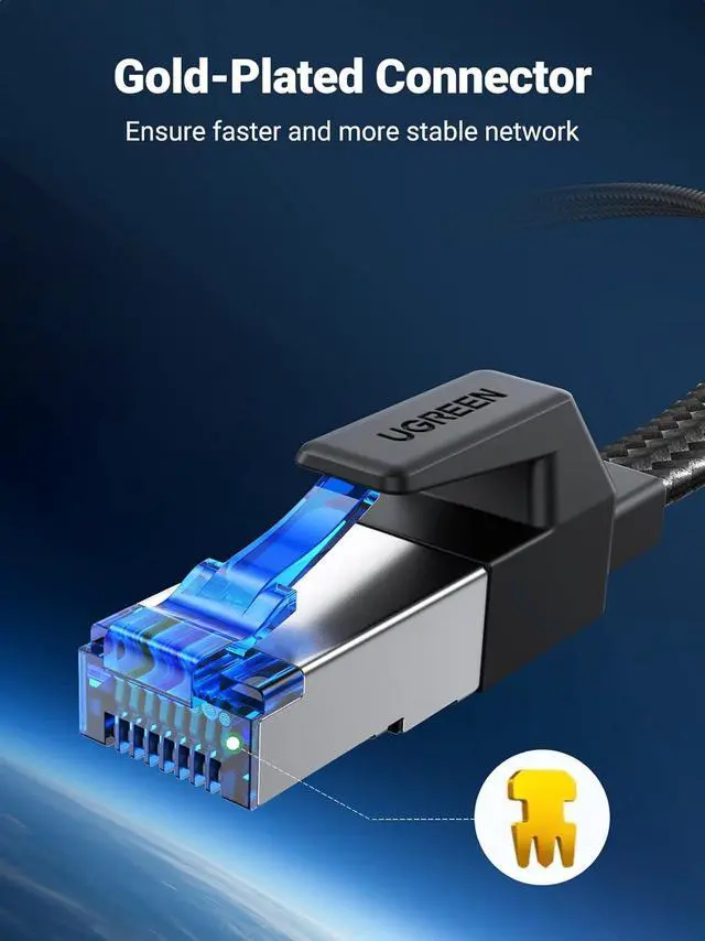 Alt view image 7 of 7 - UGREEN Cat 8 Ethernet Cable 6FT, Flat High Speed 40Gbps 2000Mhz Internet Cable 26AWG Braided Network Cord RJ45 Shielded Indoor LAN Cables Compatible for Gaming PC PS5 Xbox Modem Router 6FT