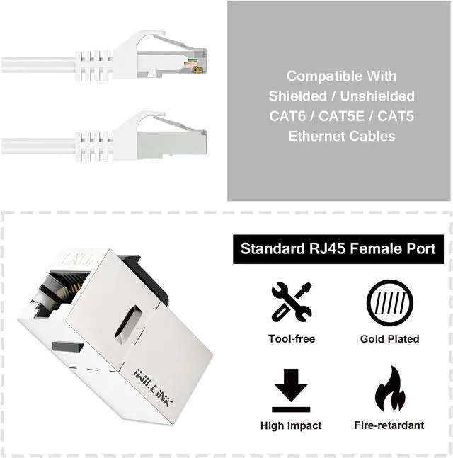 Alt view image 7 of 7 - iwillink RJ45 Coupler 10-Pack and Cat6 Coupler RJ45 Cat6 Shielded Coupler 25-Pack