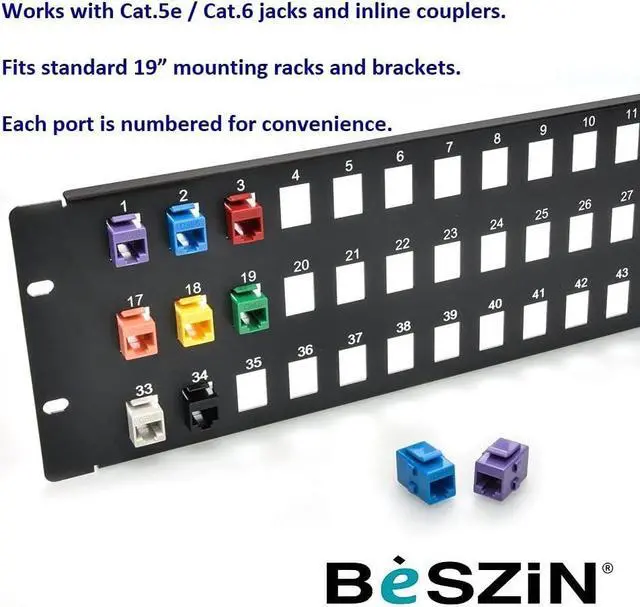 Alt view image 2 of 5 - Blank Patch Panel for Keystone Jack Cat.5E, Cat.6 (48 Port)