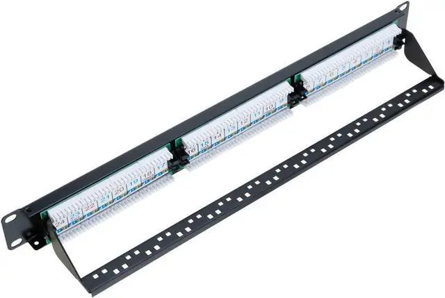 Main image of 24 Port Cat5/5e Unshielded Wallmount Rackmount Patch Panel, Backwards Compatible with CAT 3/4/5 Cabling (24 Port)