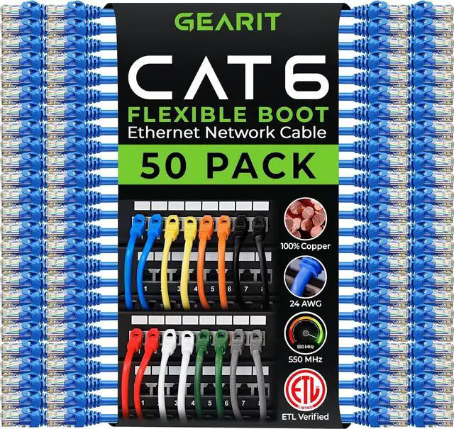 GearIT 50-Pack Cat6 Patch Cable 1 Foot - Thumbnail 4