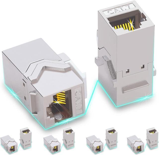 Rapink RJ45 Coupler Keystone Jack Cat7 10G Support, Cat7 Female Keystone  STP 10 PCS for Wall