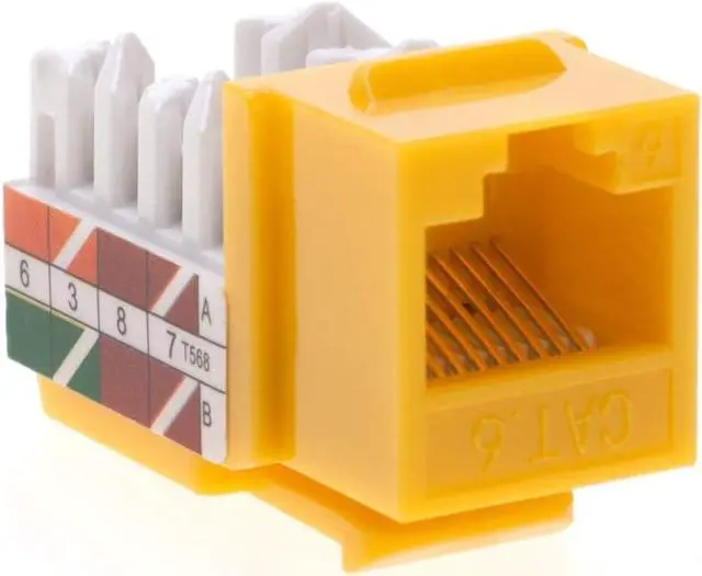 Main image of Cat6 45° Angled Keystone Ethernet Wall Jack Punch Down UTP 45-Degree (Easier Termination Than 90-Degree), RJ45 Slim Profile Speed Termination Yellow- Choose a Pack of 5/10/20/30 (5)