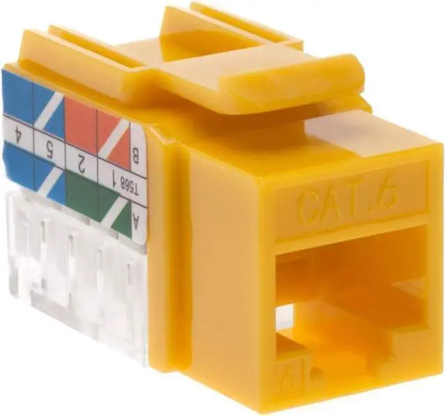 Alt view image 2 of 4 - Cat6 45° Angled Keystone Ethernet Wall Jack Punch Down UTP 45-Degree (Easier Termination Than 90-Degree), RJ45 Slim Profile Speed Termination Yellow- Choose a Pack of 5/10/20/30 (5)