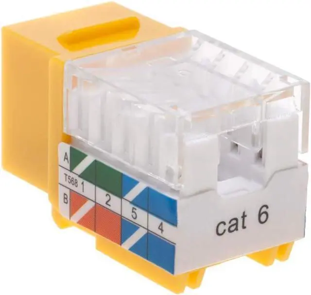 Alt view image 3 of 4 - Cat6 45° Angled Keystone Ethernet Wall Jack Punch Down UTP 45-Degree (Easier Termination Than 90-Degree), RJ45 Slim Profile Speed Termination Yellow- Choose a Pack of 5/10/20/30 (5)