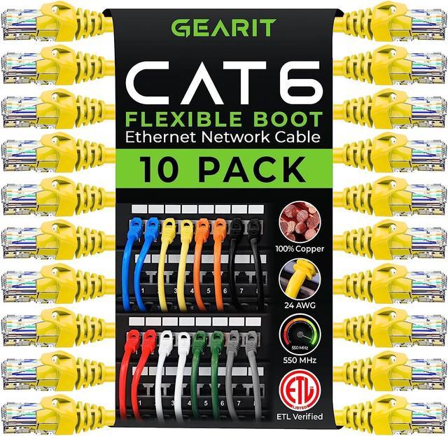 Ethernet Patch Cable CAT6, UTP, 24AWG, 10 Ft, 10 pack, Yellow: CAT6